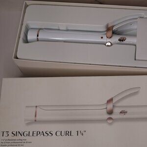 T3 SinglePass Curl  1 1/4" Professional Curling Iron White NEW IN BOX